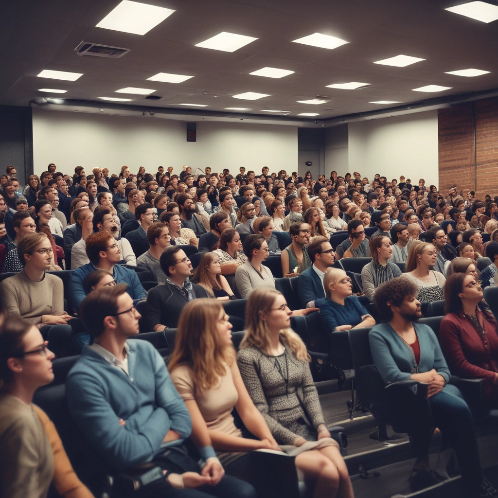 A person stands facing a chalkboard filled with mathematical equations, in a dimly lit classroom. Overhead, a fluorescent light illuminates the room, casting soft shadows. The person appears to be writing on the board, dressed casually in pants and a long-sleeved shirt.